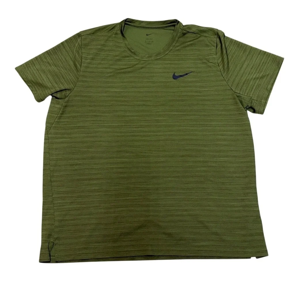 Nike Dri-FIT Mens XL Olive Green Heathered Short Sleeve Training T-Shirt Workout